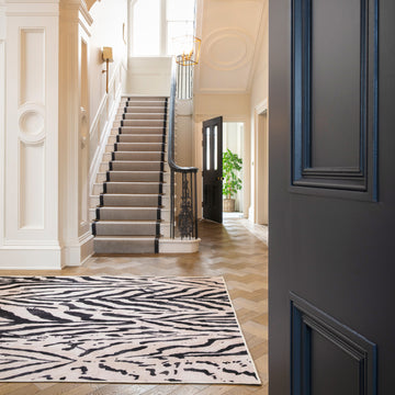 Soft Washable Black Zebra Print Rug - Ida