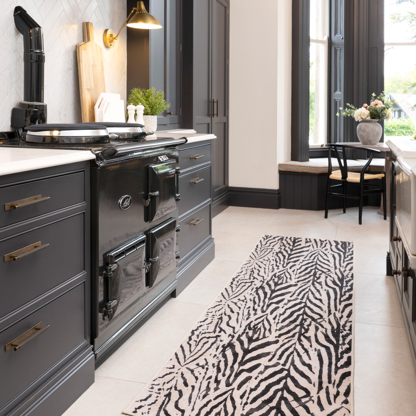 Soft Washable Black Zebra Print Rug - Ida