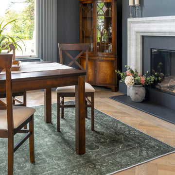 Soft Washable Green Medallion Rug - Maisie