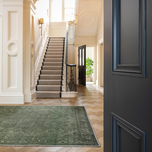 Soft Washable Green Medallion Rug - Maisie