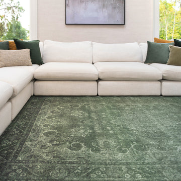 Soft Washable Green Medallion Rug - Maisie