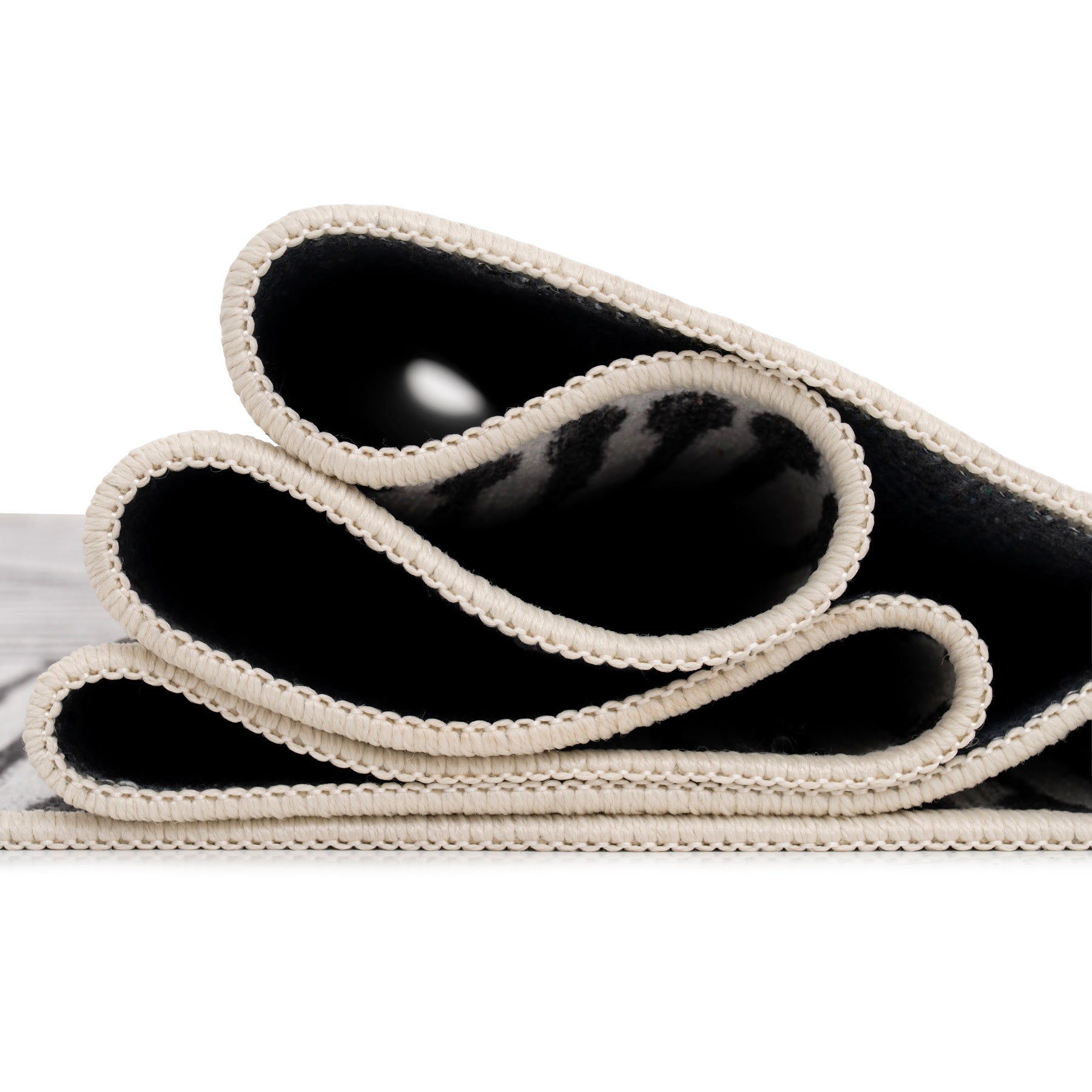 Soft Washable Black Geometric Runner - Maverick