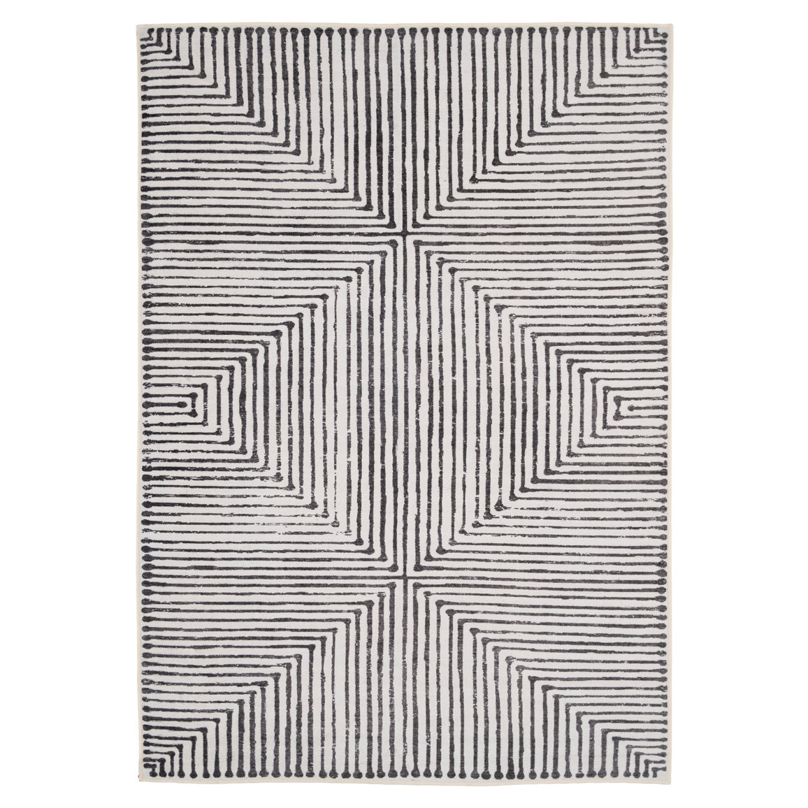 Soft Washable Black Geometric Rug - Maverick