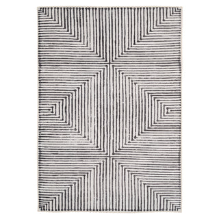Soft Washable Black Geometric Rug - Maverick