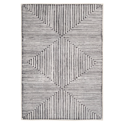 Soft Washable Black Geometric Rug - Maverick