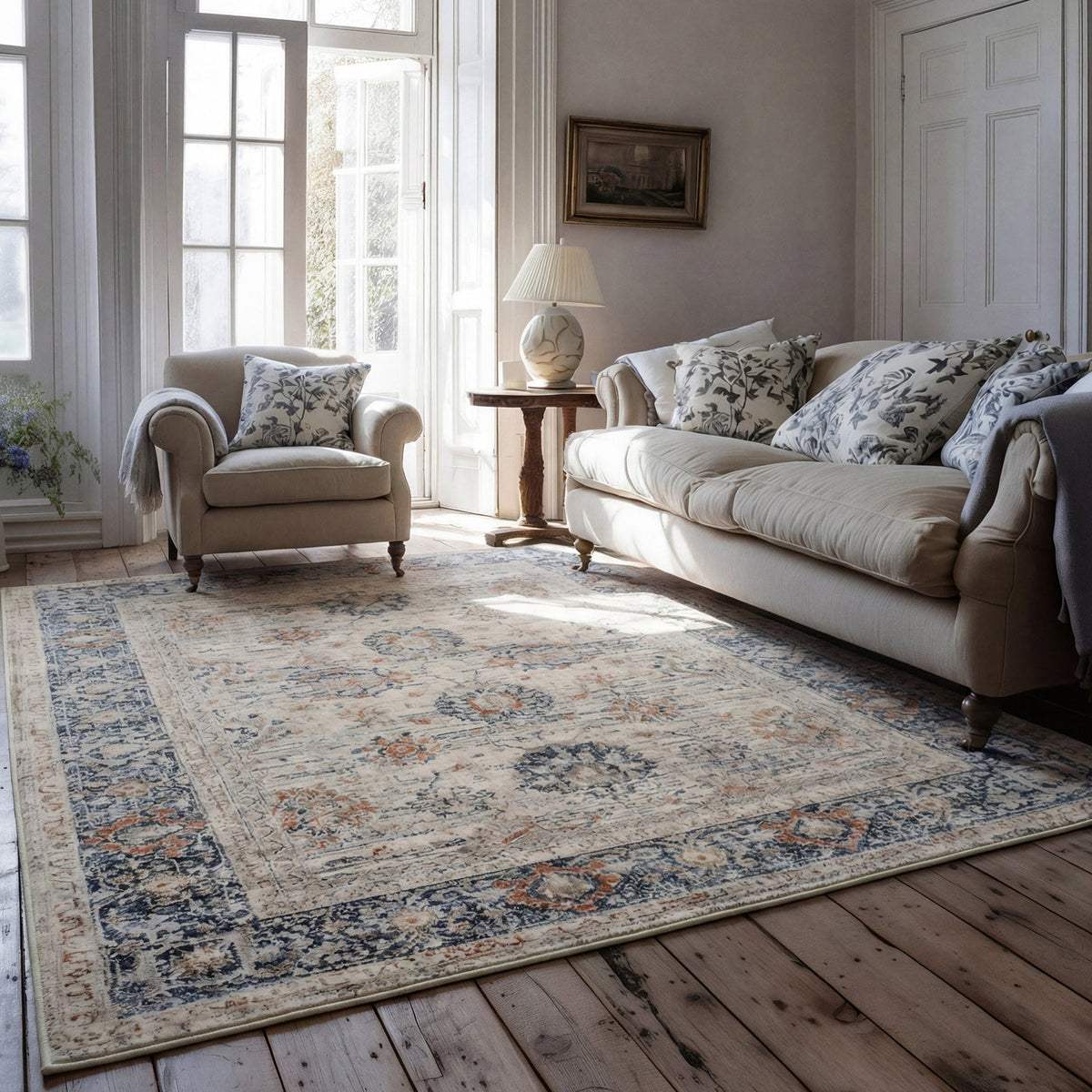 Soft Washable Floral Print Rug - Augusta
