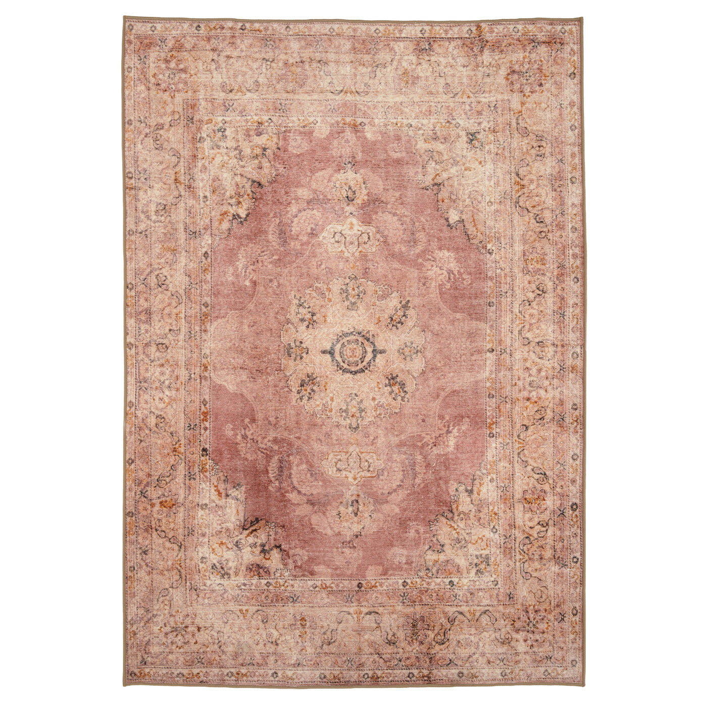 Soft Washable Vintage Pink Rug - Maribel