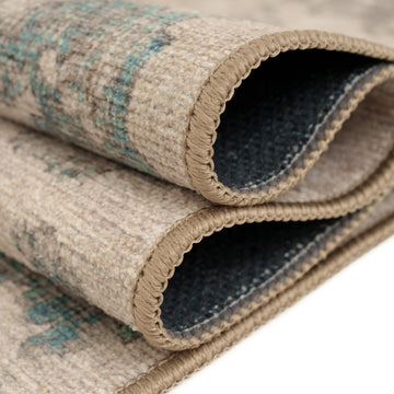 Soft Washable Floral Teal Runner - Philipa