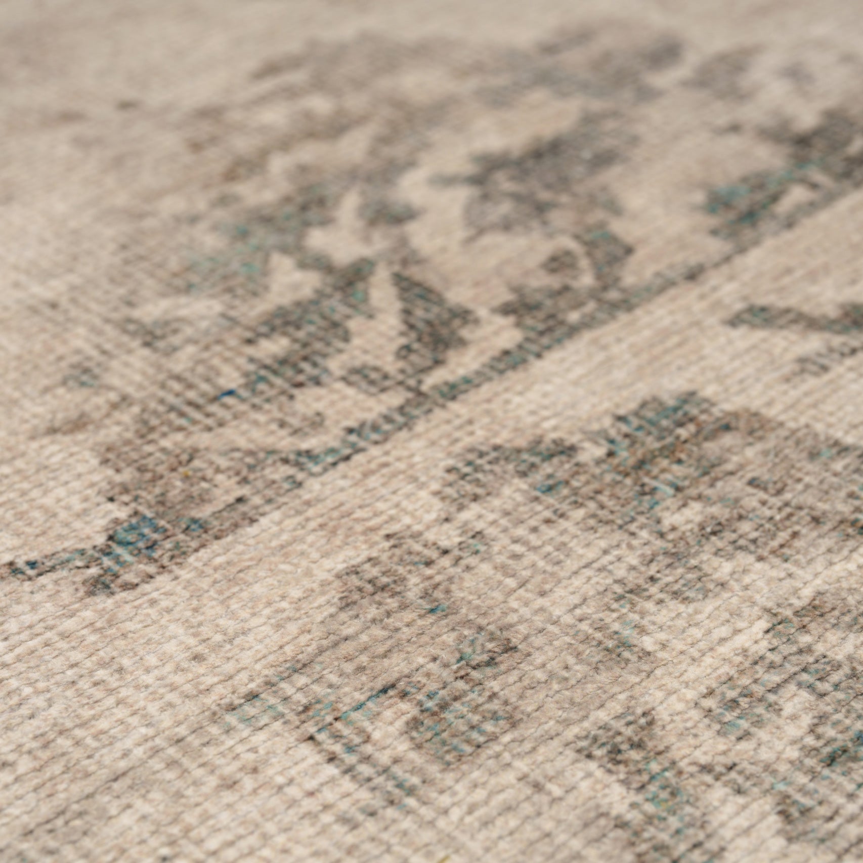 Soft Washable Floral Teal Runner - Philipa