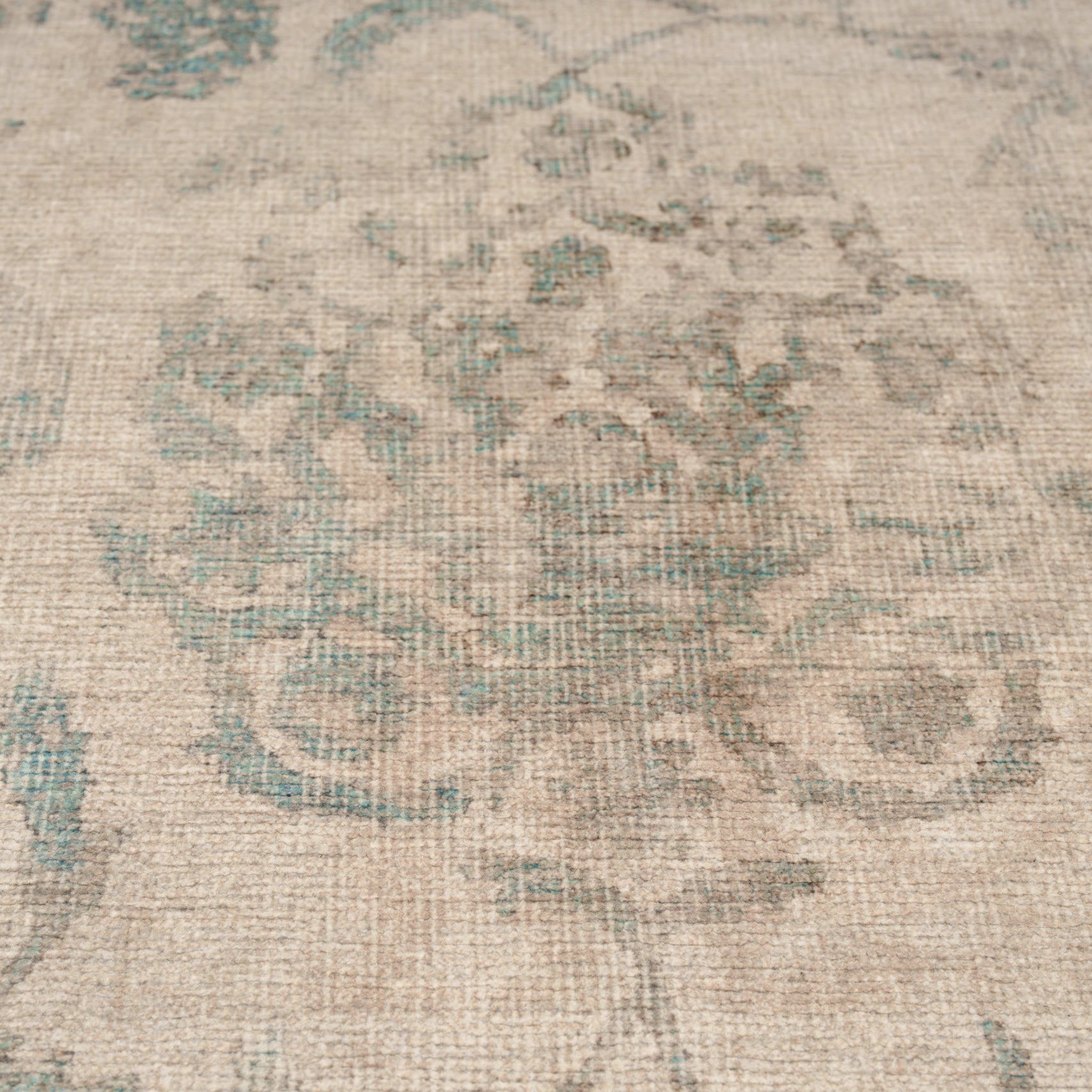 Soft Washable Floral Teal Runner - Philipa
