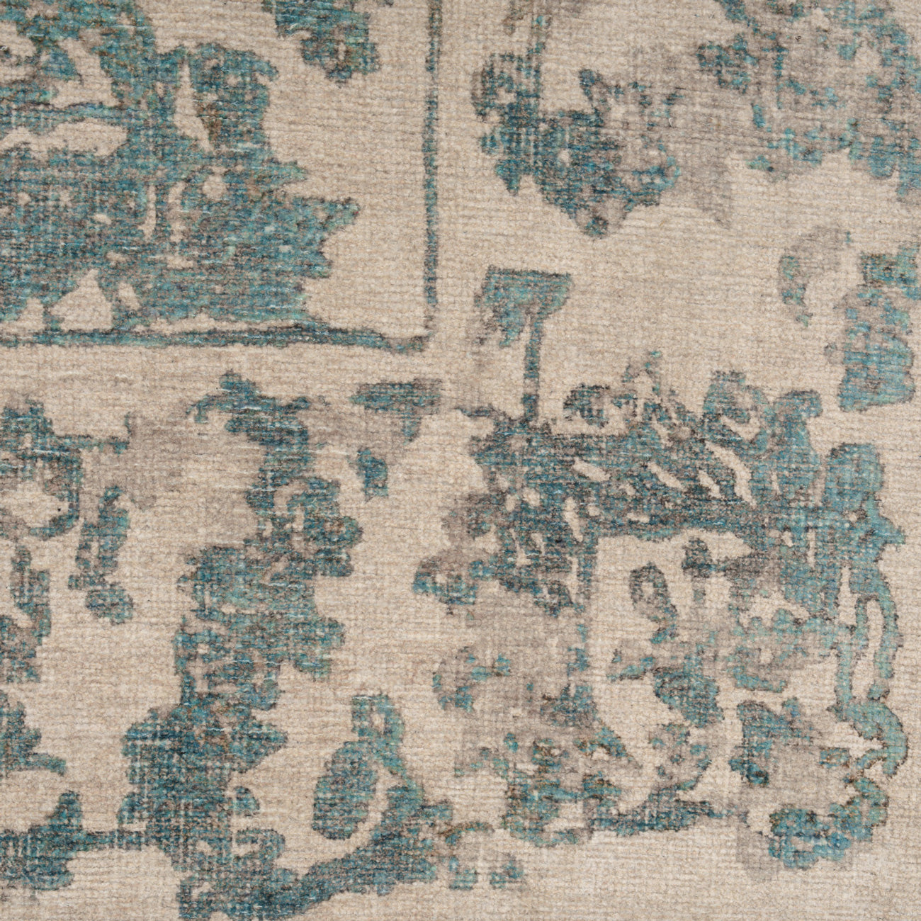 Soft Washable Floral Teal Runner - Philipa