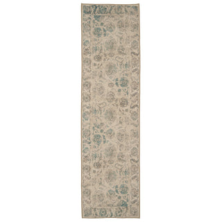 Soft Washable Floral Teal Runner - Philipa