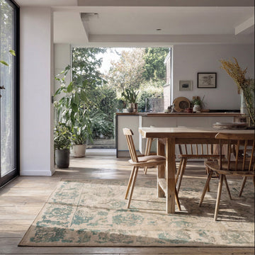 Soft Washable Floral Teal Rug - Philipa