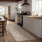 Soft Washable Floral Teal Runner - Philipa