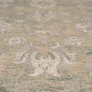 Soft Washable Green Floral Runner - Seraphina