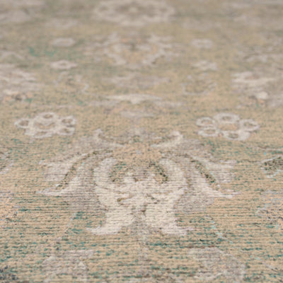 Soft Washable Green Floral Runner - Seraphina