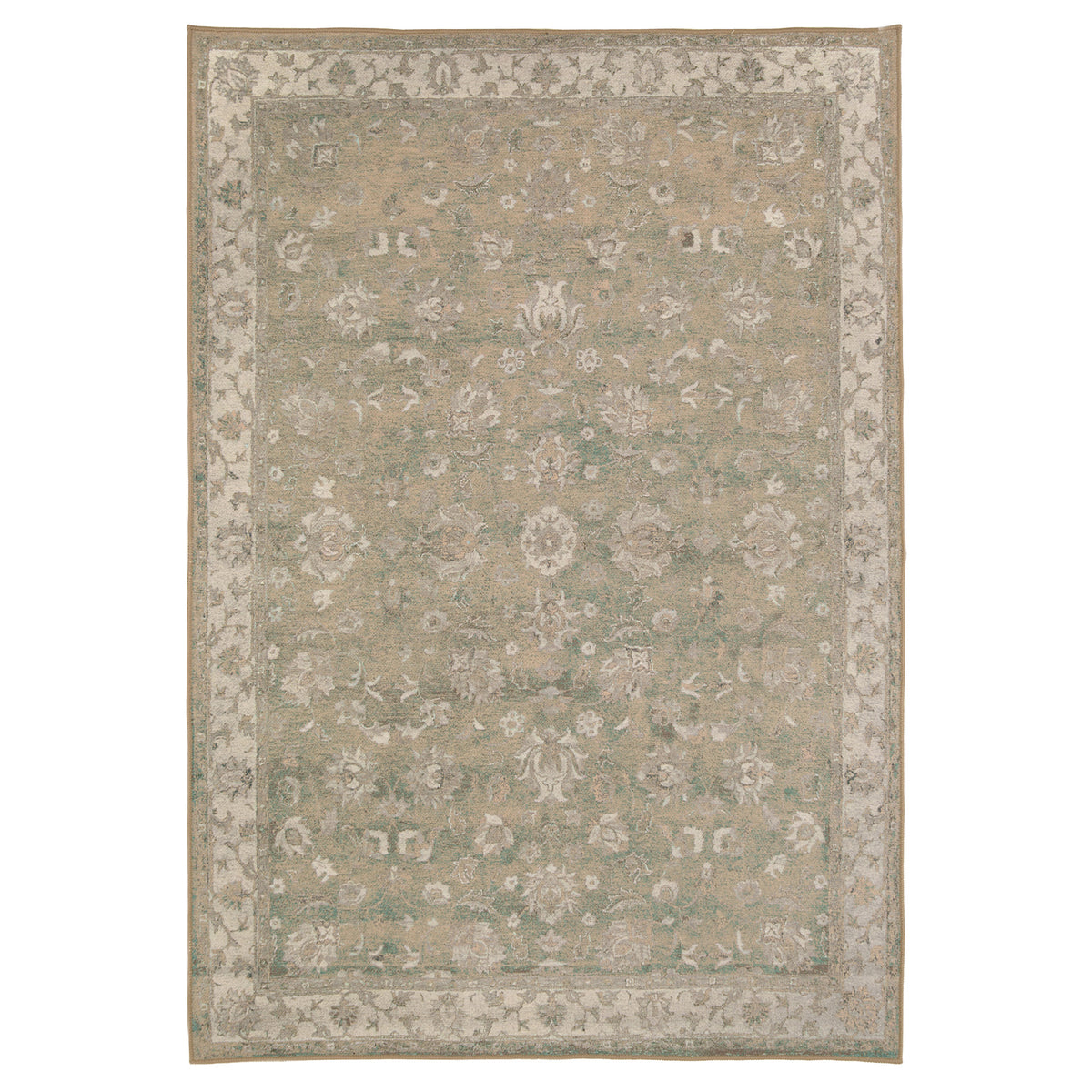 Soft Washable Green Floral Rug - Seraphina