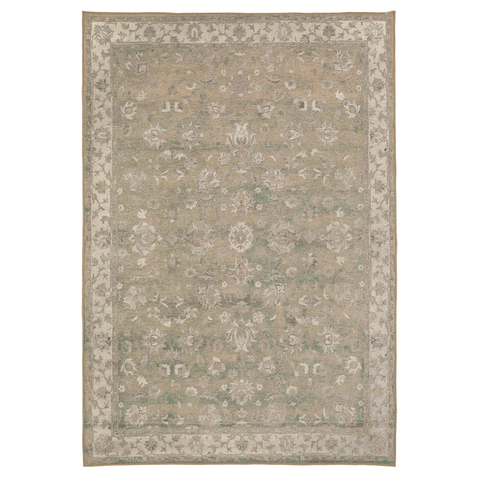 Soft Washable Green Floral Rug - Seraphina