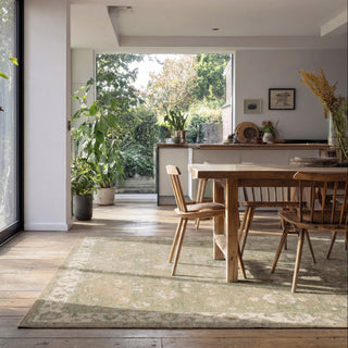 Soft Washable Green Floral Rug - Seraphina