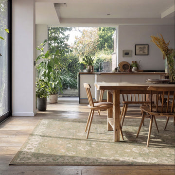 Soft Washable Green Floral Rug - Seraphina
