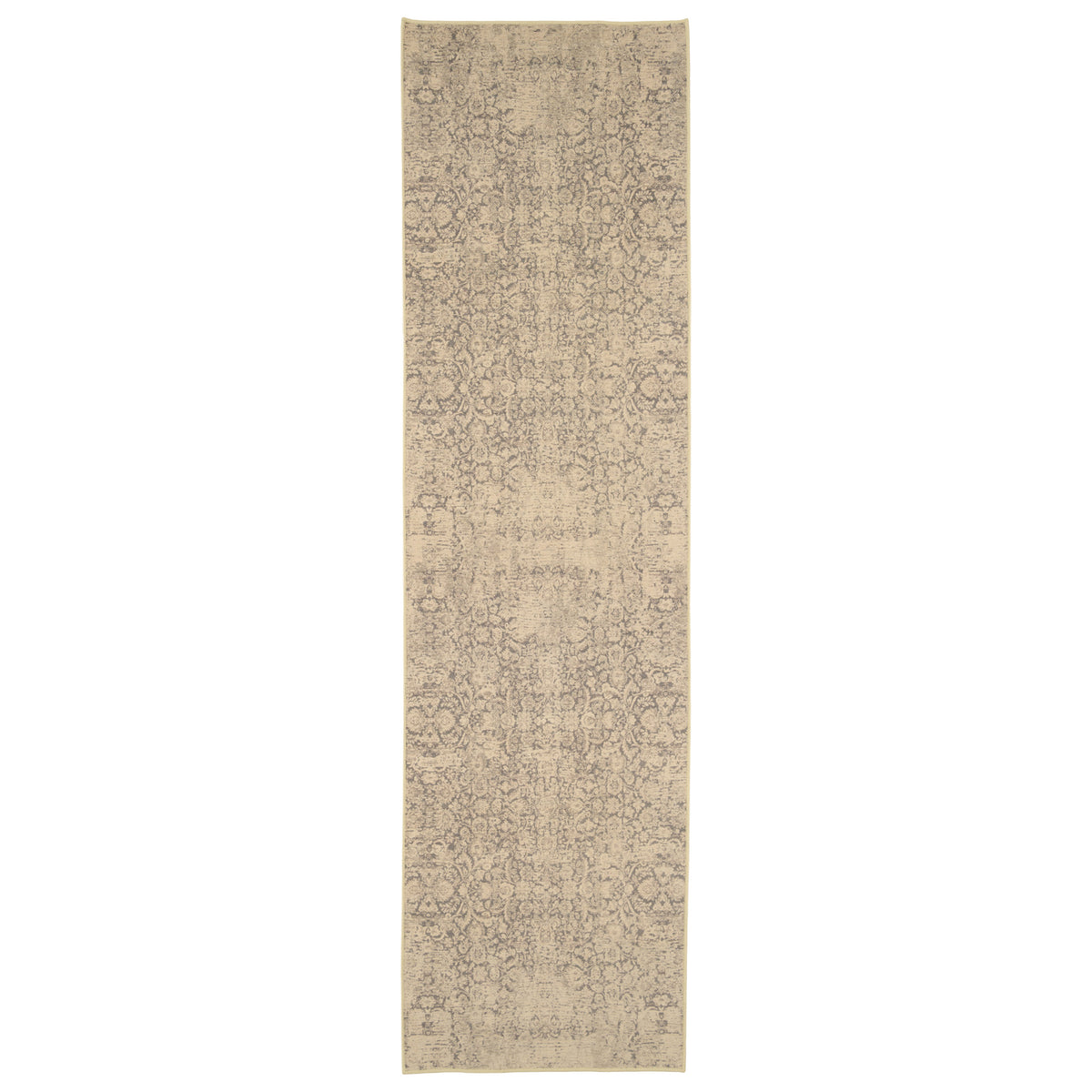 Soft Washable Ornate Cream Runner - Simone
