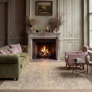 Soft Washable Ornate Cream Rug - Simone