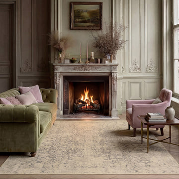 Soft Washable Ornate Cream Rug - Simone