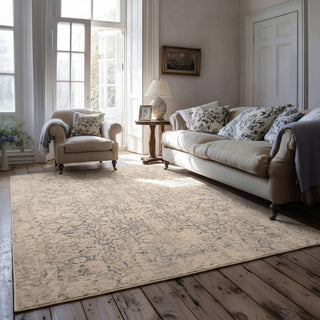 Soft Washable Ornate Cream Rug - Simone
