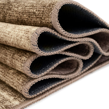 Soft Washable Mossy Brown Beige Runner - Ryn