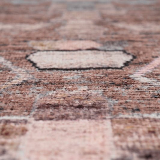 Soft Washable Brown Aztec Runner - Sybil