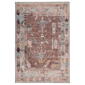 Soft Washable Brown Aztec Rug - Sybil