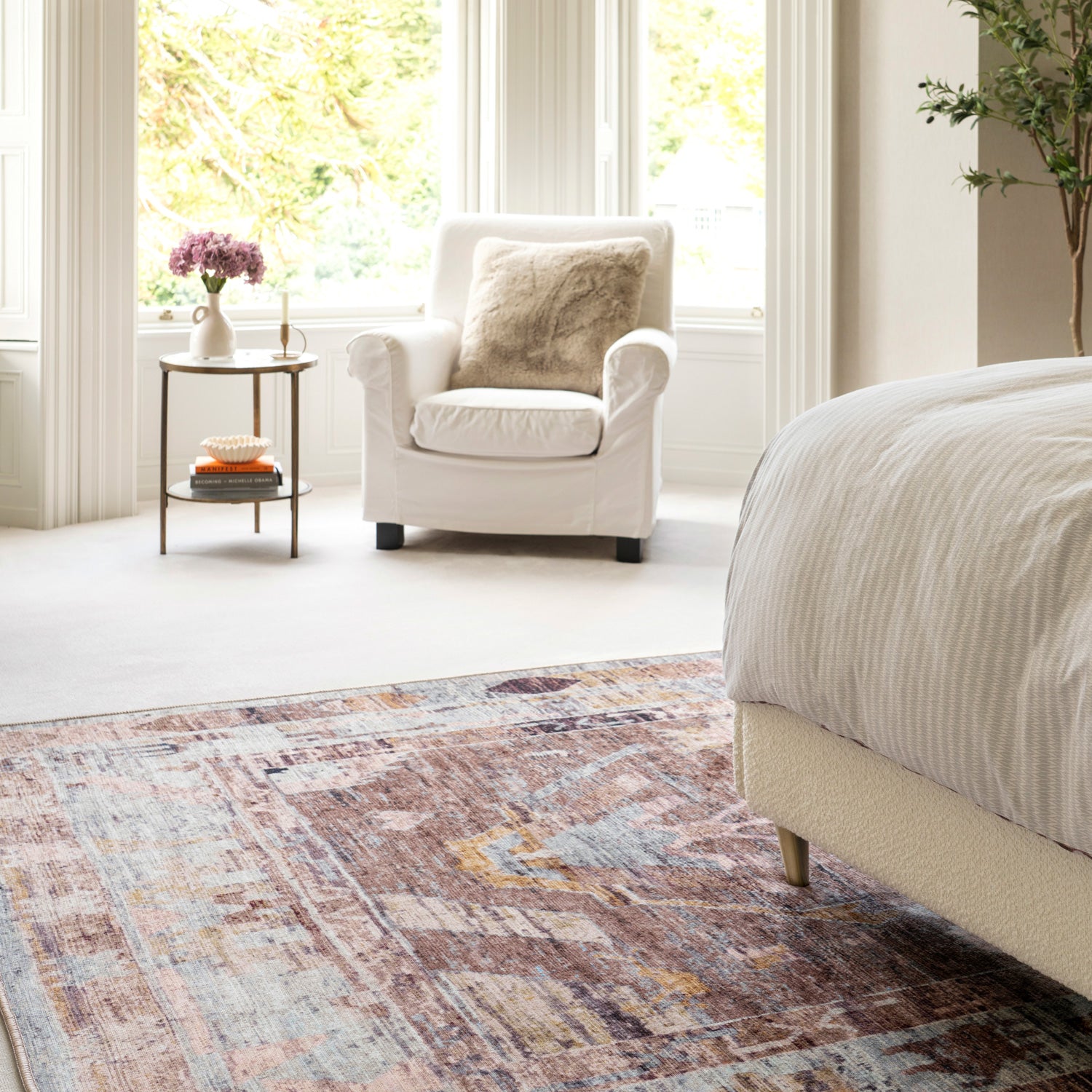 Soft Washable Brown Aztec Rug - Sybil