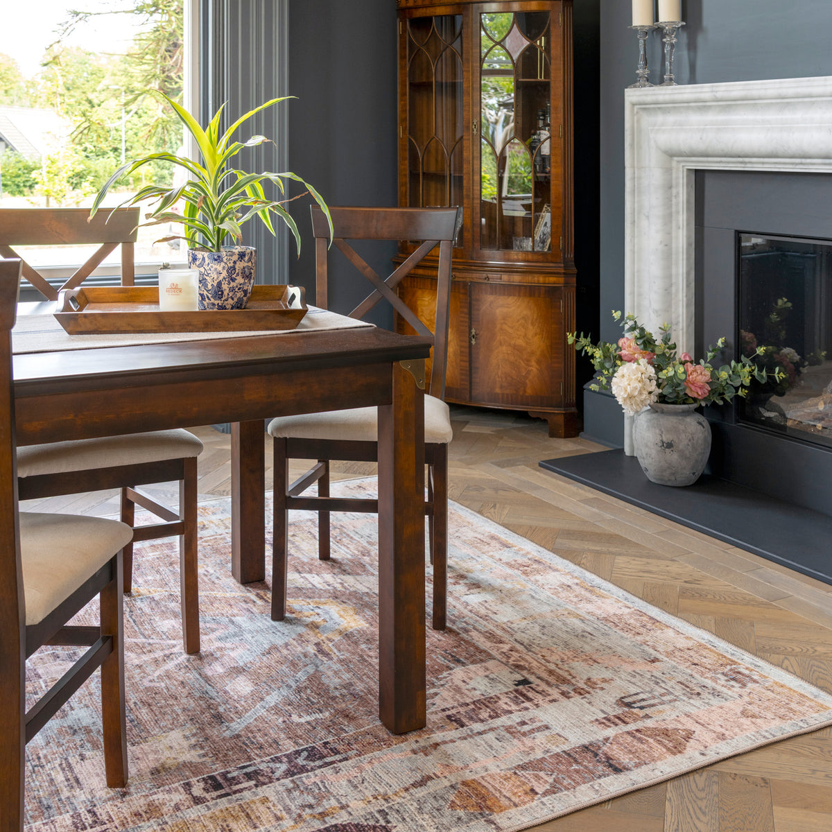 Soft Washable Brown Aztec Rug - Sybil