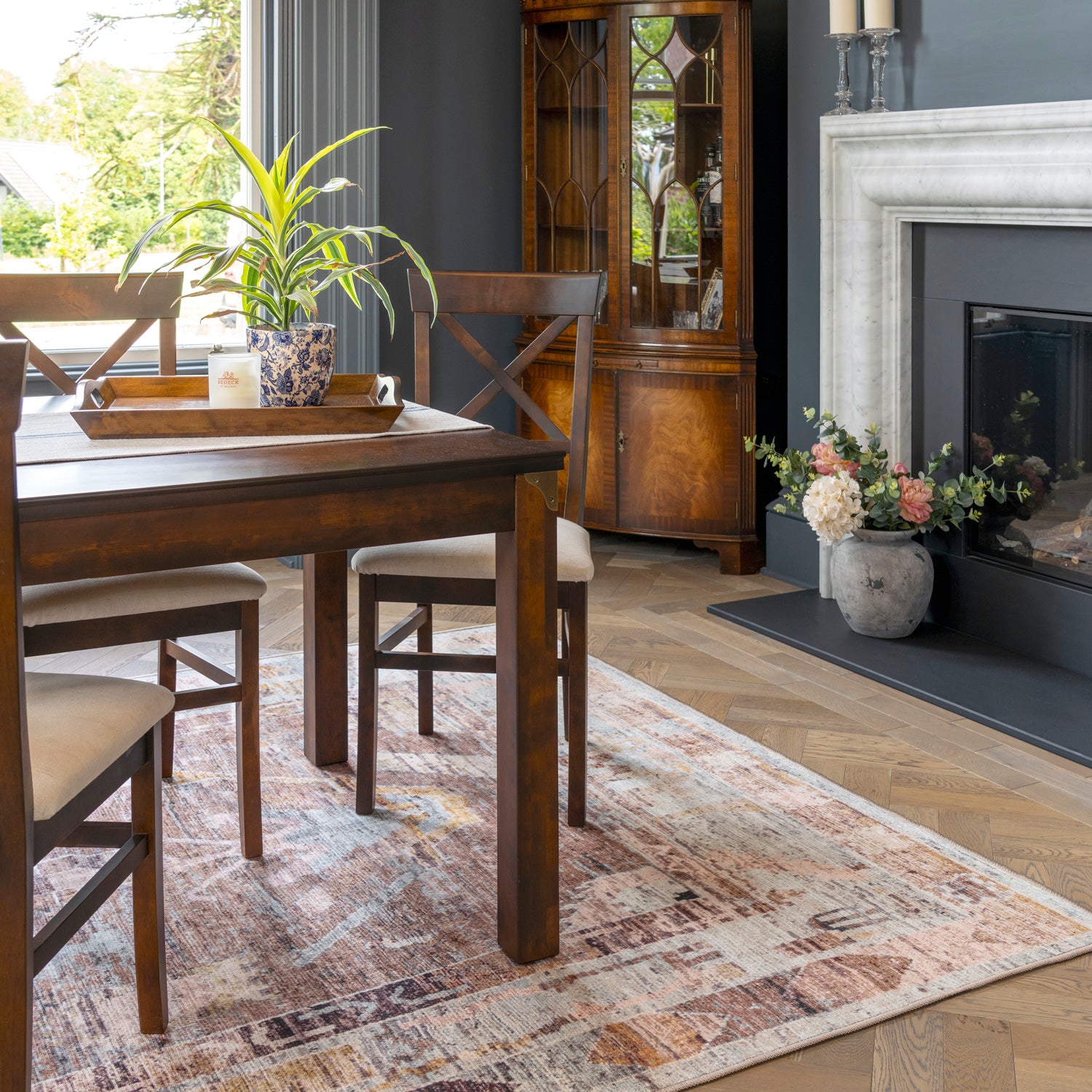 Soft Washable Brown Aztec Rug - Sybil