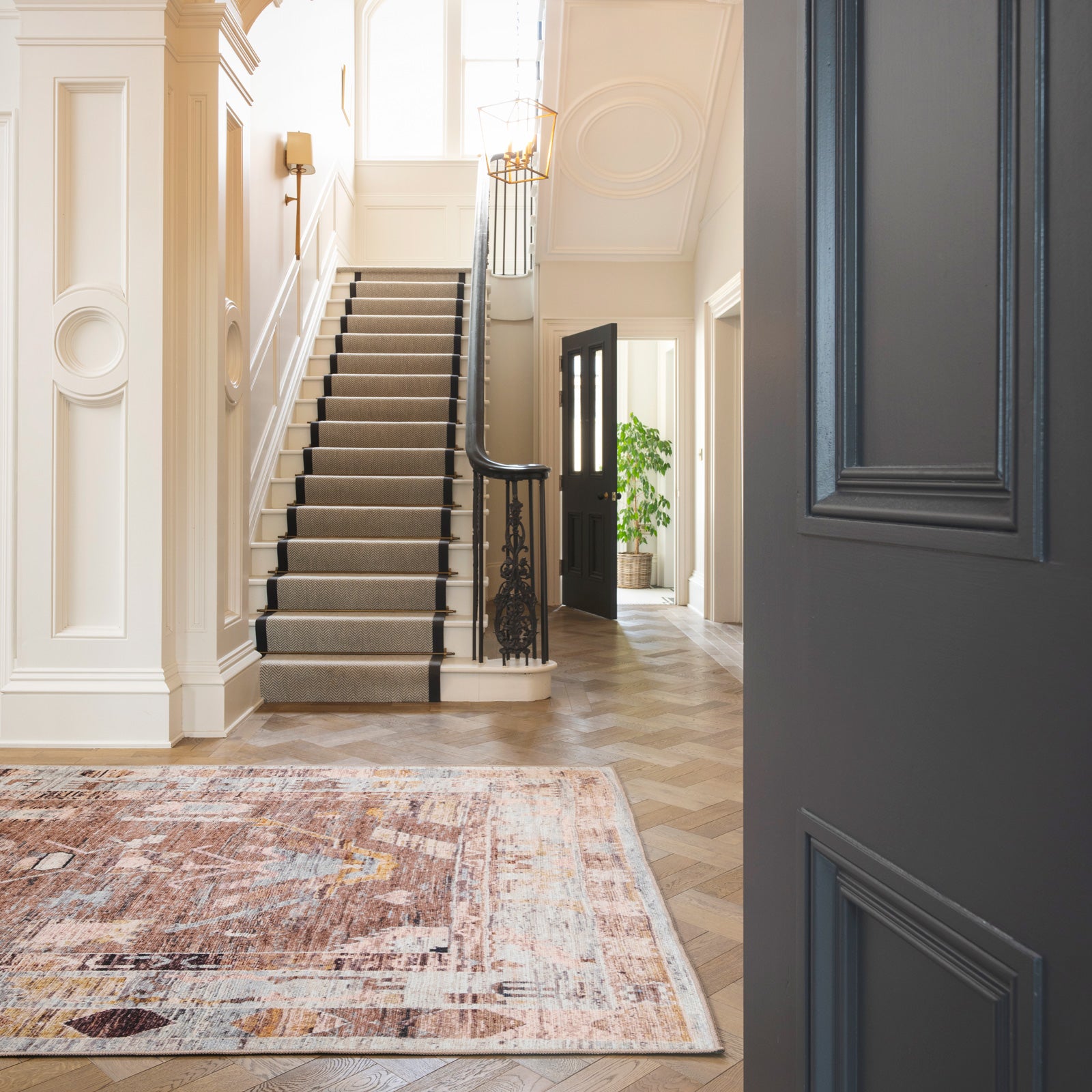 Soft Washable Brown Aztec Rug - Sybil