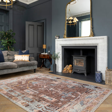 Soft Washable Brown Aztec Rug - Sybil