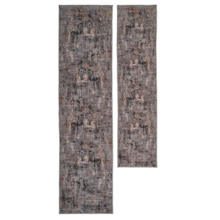 Soft Washable Abstract Grey Runner - Tara