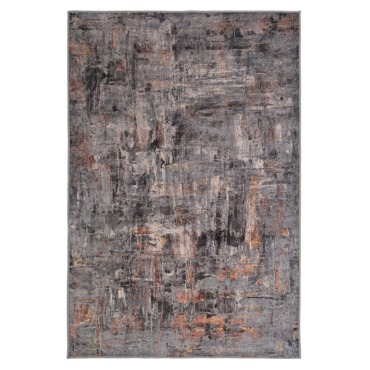 Soft Washable Abstract Grey Rug - Tara