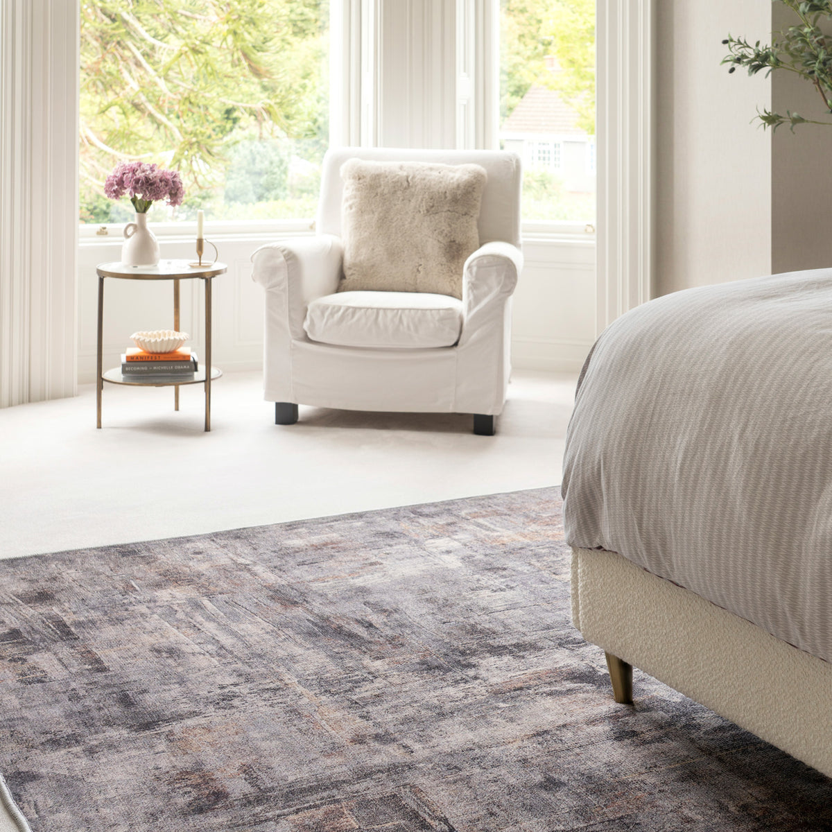 Soft Washable Abstract Grey Rug - Tara