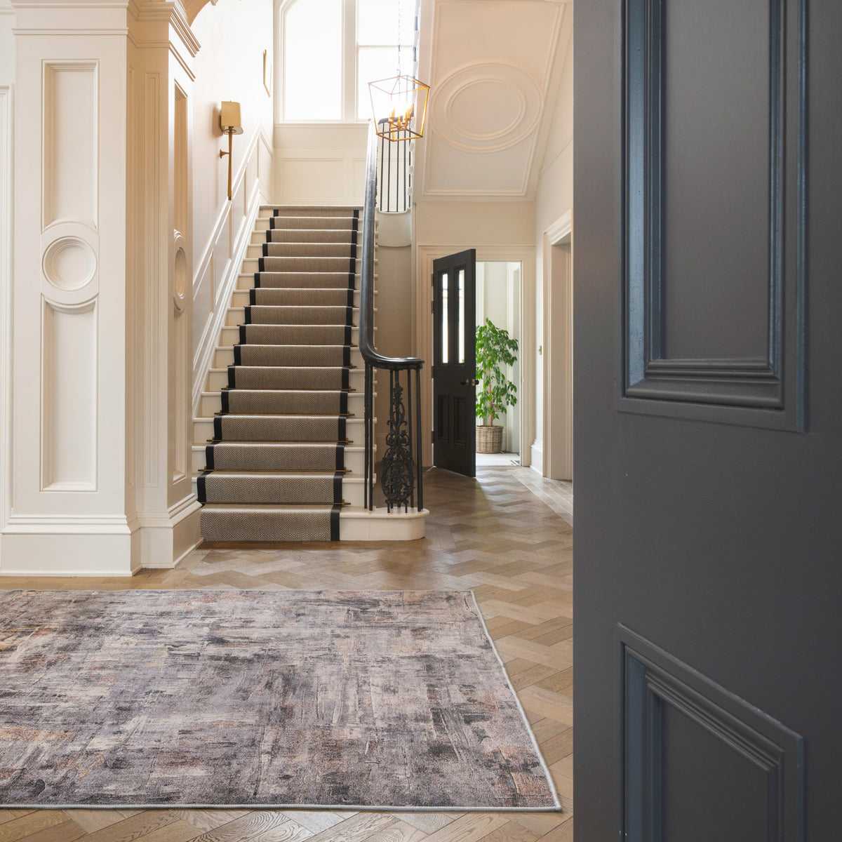 Soft Washable Abstract Grey Rug - Tara