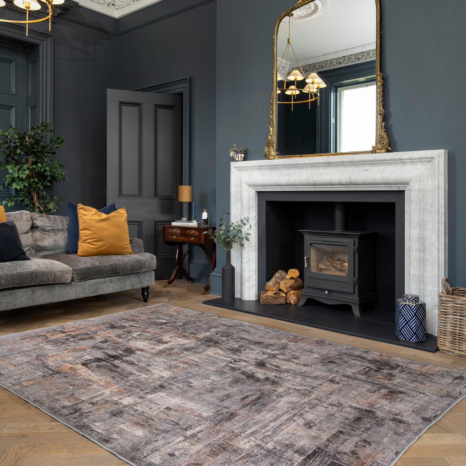 Soft Washable Stormy Grey Rug - Tara