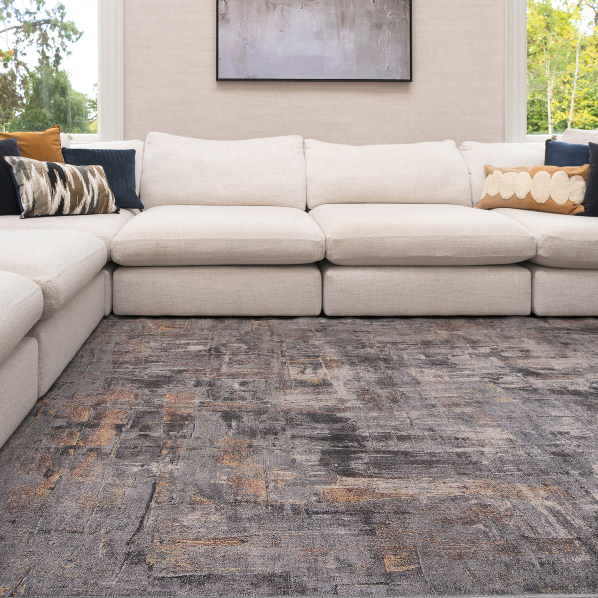 Soft Washable Abstract Grey Rug - Tara