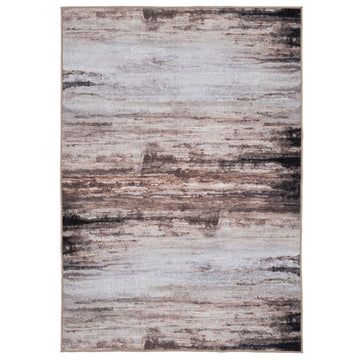 Soft Washable Brown Abstract Rug - Taron