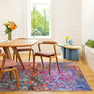 Soft Washable Multicolour Abstract Rug - Blazing