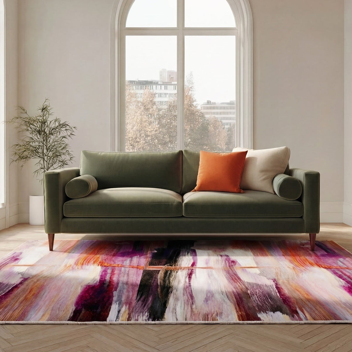 Soft Washable Pink Modern Art Rug - Festival
