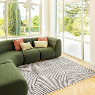 Soft Washable Black Geometric Rug - Maverick