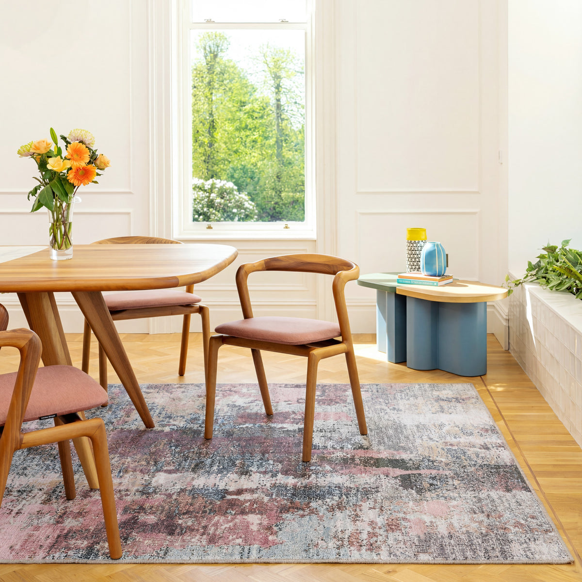Soft Washable Multicolour Blush Rug - Rosa