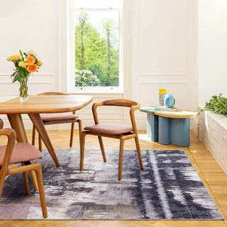 Soft Washable Blue Abstract Rug - Storm