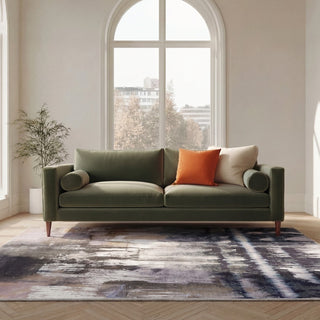 Soft Washable Blue Abstract Rug - Storm