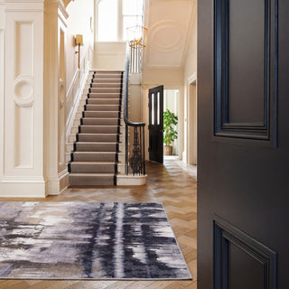 Soft Washable Blue Abstract Rug - Storm